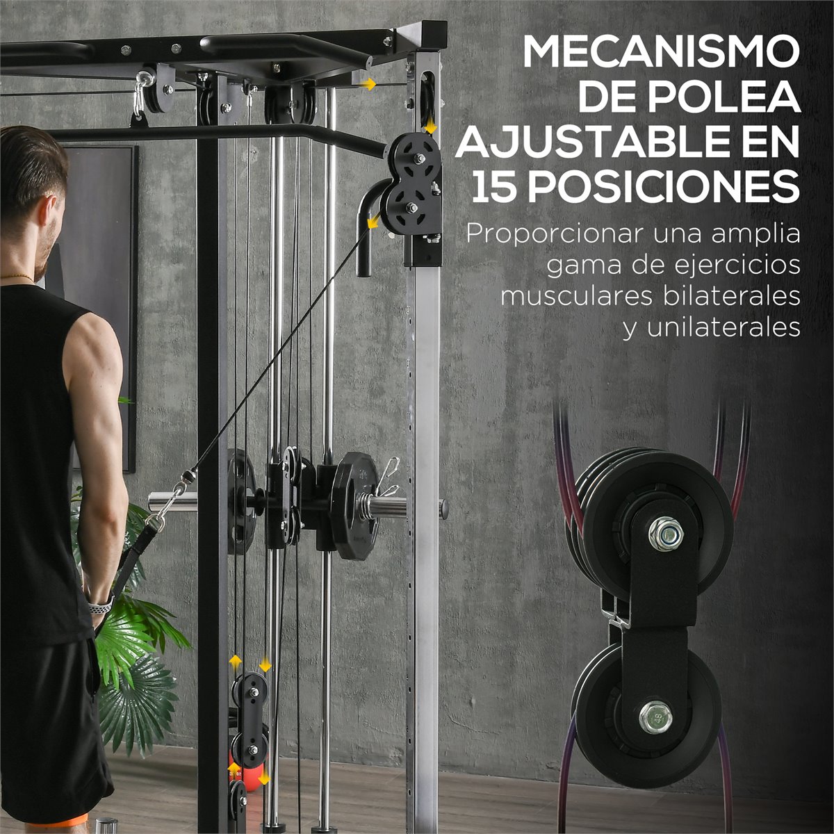 SPORTNOW Máquina de Multiestación Ajustable Multiestación de Musculación  con Placas de Peso de 45 kg Carga