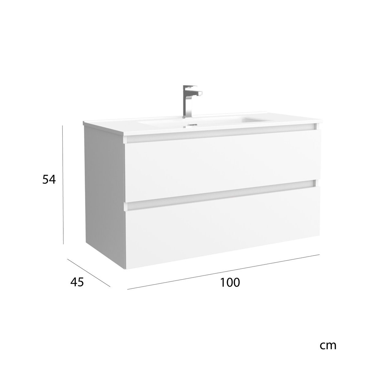 Mueble de baño Bequia 80 cm Blanco Mate, Lavabo sobre encimera, Salgar