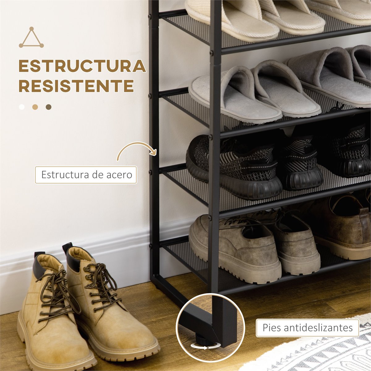Armario Zapatero Plegable de ELA 6 baldas con Cremallera Organizador de  Zapatos estanteria