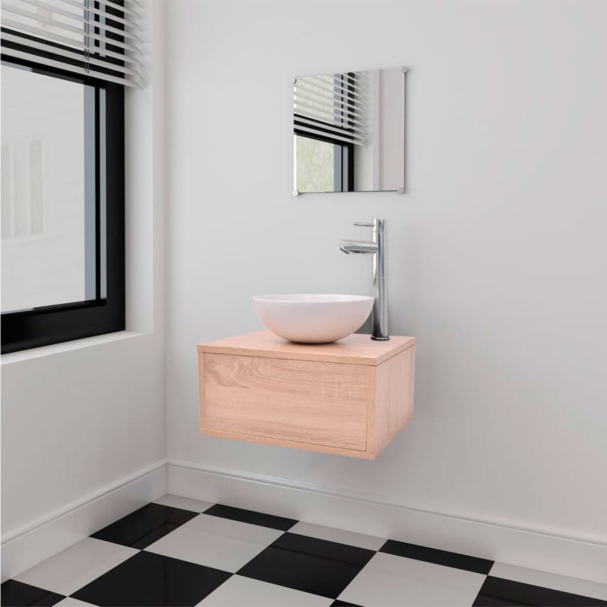 Mueble de Baño con Espejo y Luz LED Armario Auxiliar de Almacenaje vidaXL