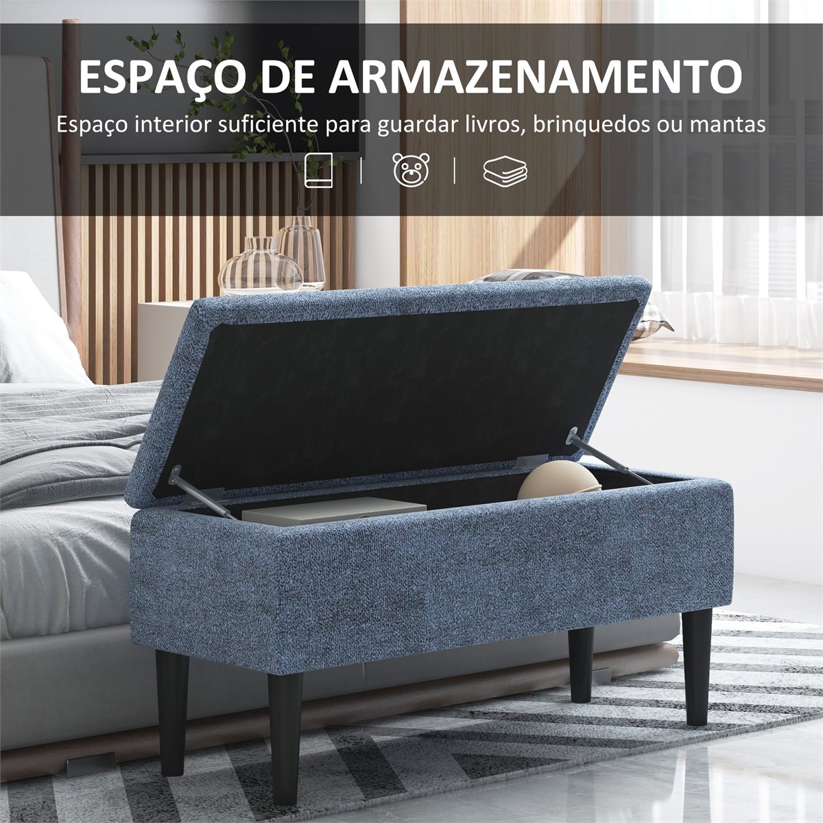 Banco baúl tapizado Zapatero para dormitorio • Mis Descanso