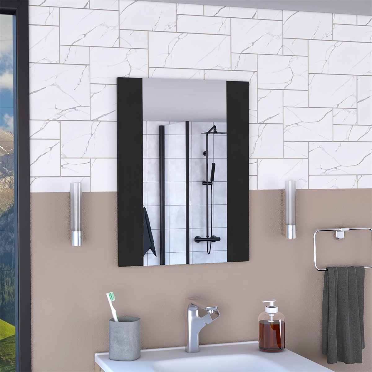 Espejo de baño flotante Madrid 60 cm alto x 45 cm ancho x 1.9 cm fondo 