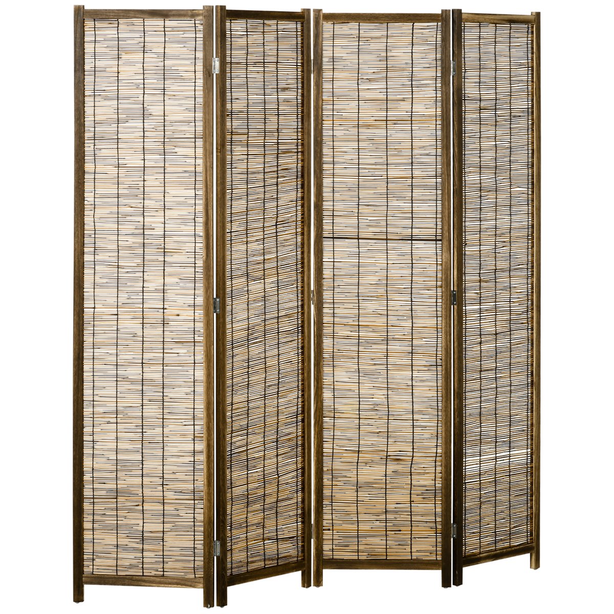 HOMCOM Biombo de 4 Paneles de Bambú Separador de Ambientes Plegable Divisor  de Espacios para Dormitorio Salón 180x180x1,9 cm Marrón y Negro - Conforama