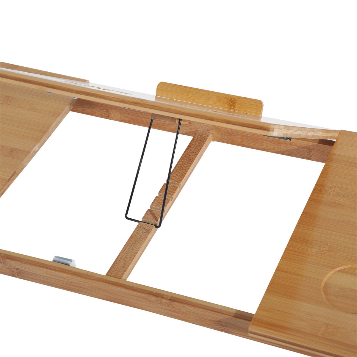HOMCOM Mesa de Ordenador Portátil Bambú Bandeja de Cama Desayuno Plegable  Reclinable Altura Ajustable Soporte Escritorio de regazo 1 Cajón  72x35x22-30cm - Conforama
