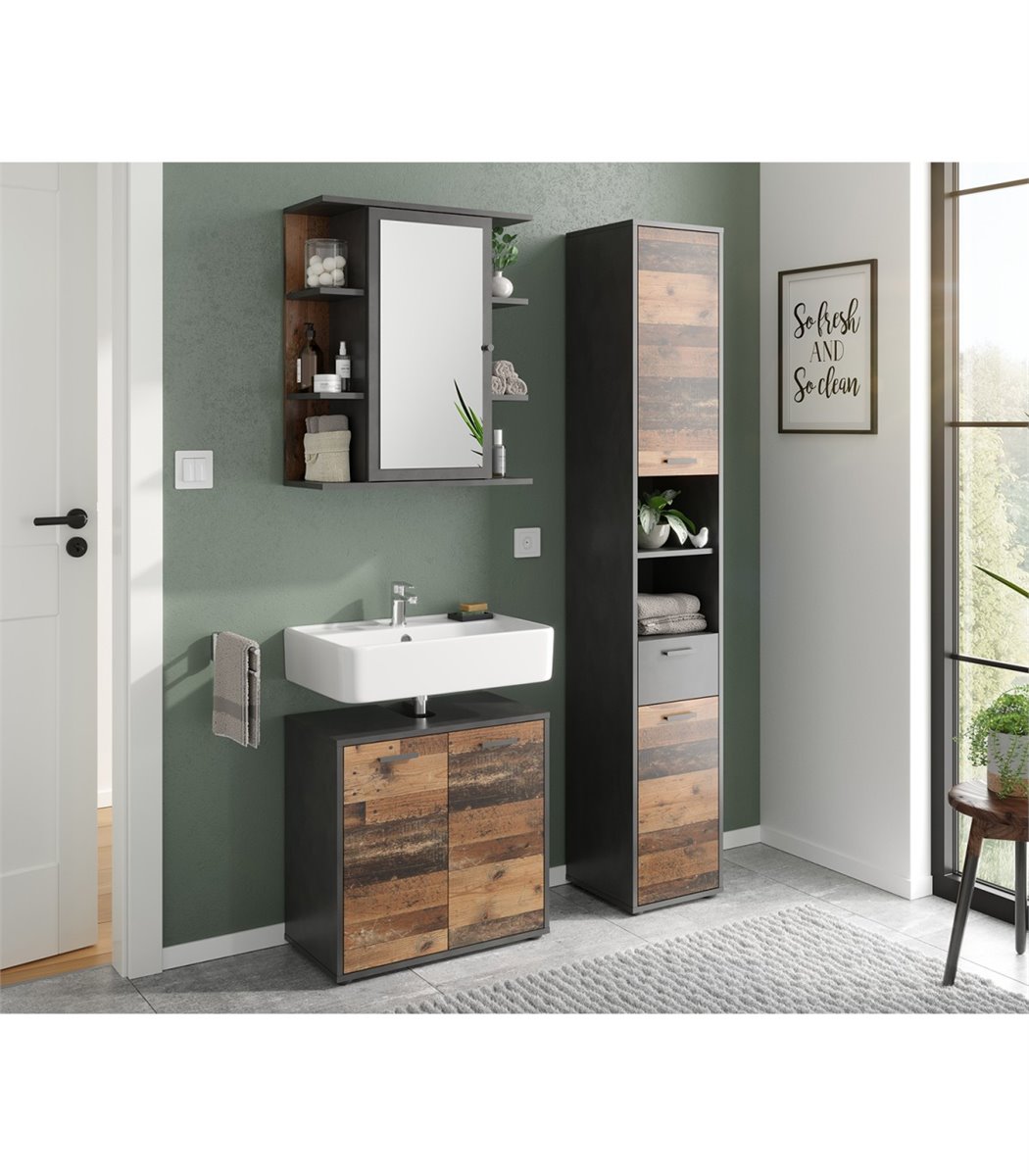Mueble columna de baño Armario Estrecho para baño con 3 Compartimientos y 1  puerta 30 x 28 x 168 cm BZR62-PF SoBuy ES