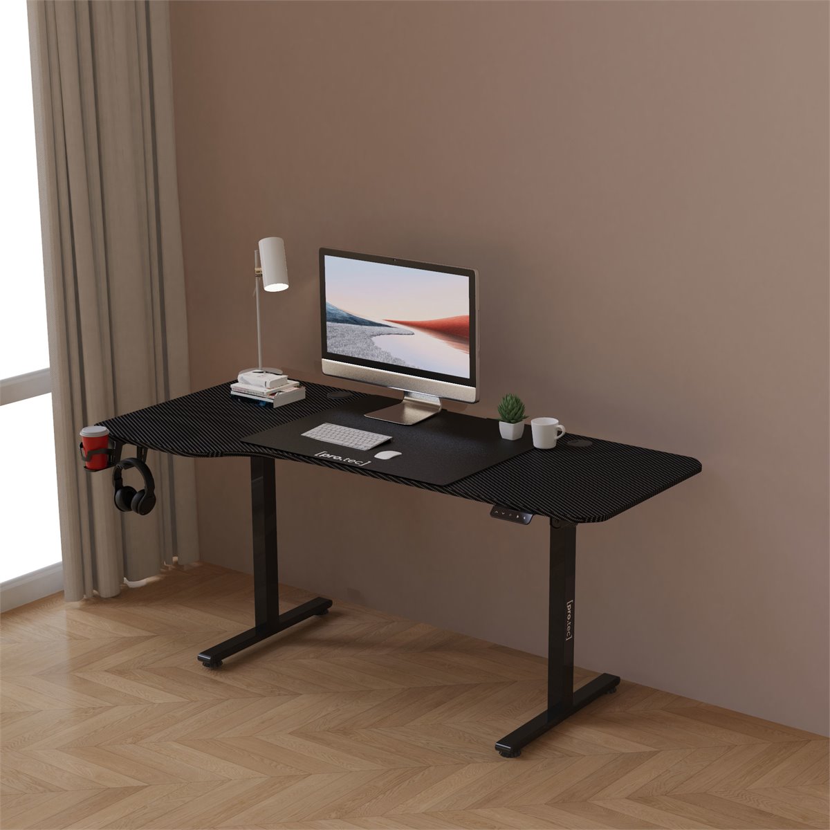 Mesa Escritorio con Altura Ajustable para Computador 120x60 cm Negro