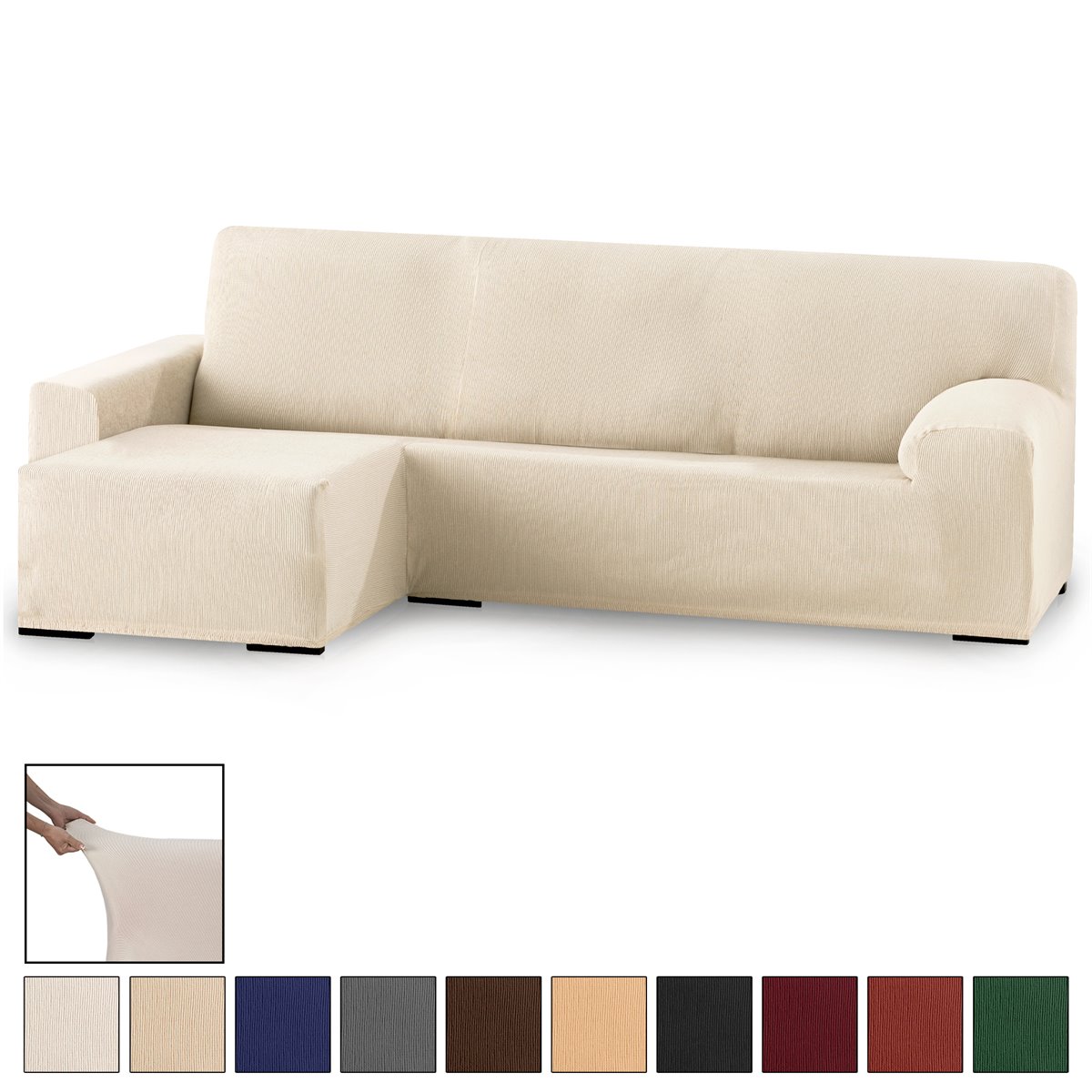 Eiffel Textile - Funda Sofa Chaise Longue Brazo Largo Izquierdo. Funda para  Sofa Chaise Longue Elástica. Protector Cubre Sofa Ajustables. Color Gris.