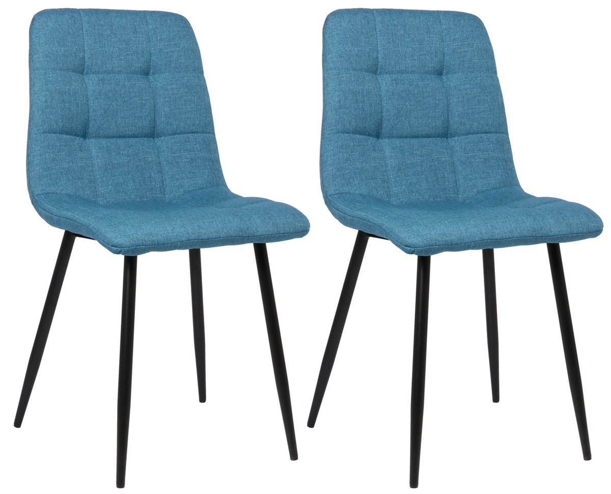 Lote de 2 sillas terciopelo azul y patas de metal