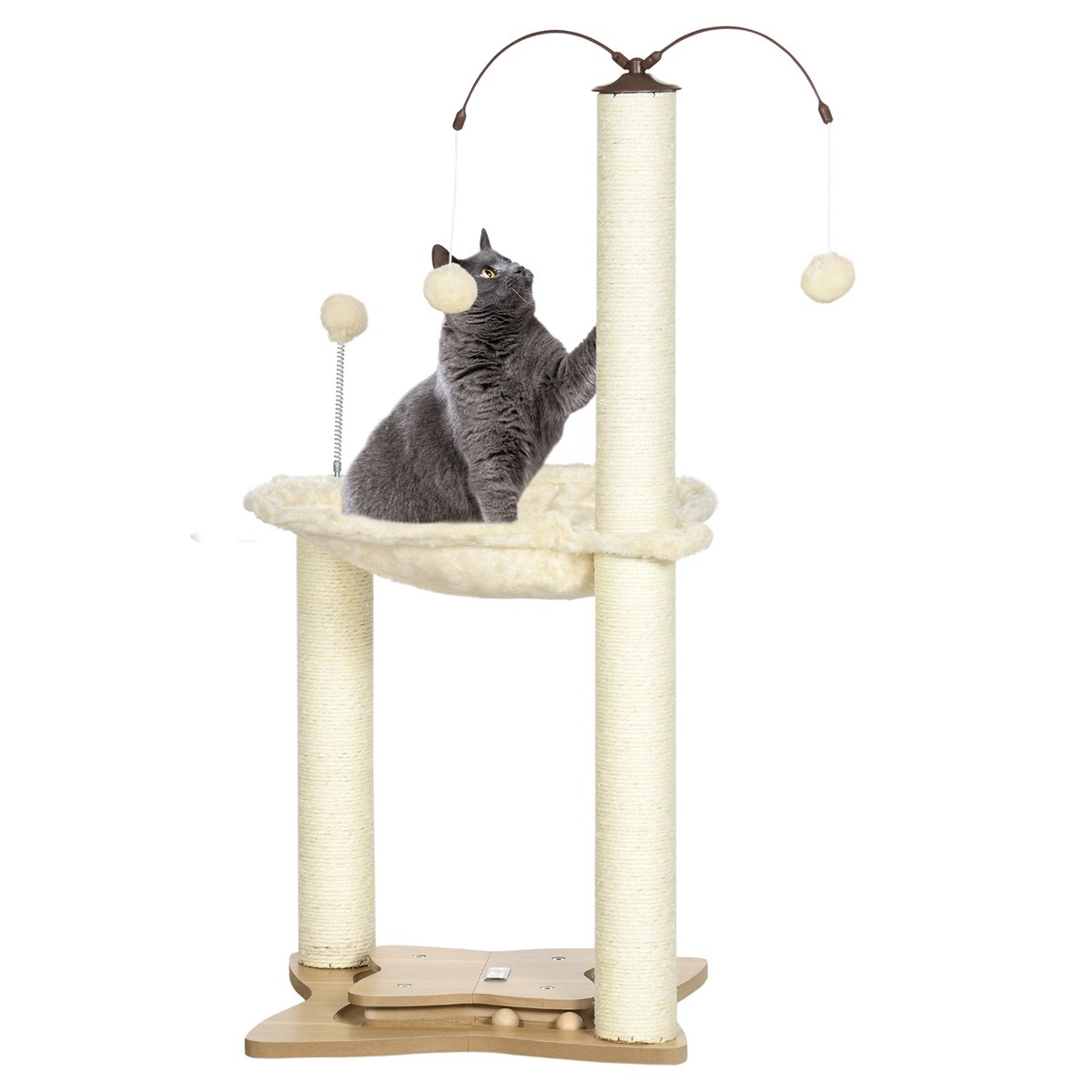 Pawhut Rbol Rascador Para Gatos Con Hamaca Postes De Sisal Altura Cm Torre Para Gatos Con