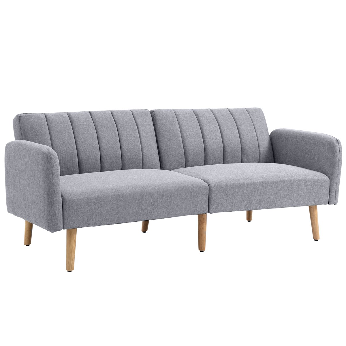 Sofá moderno con reposabrazos cuadrados ajustables de tela similar al lino,  color negro