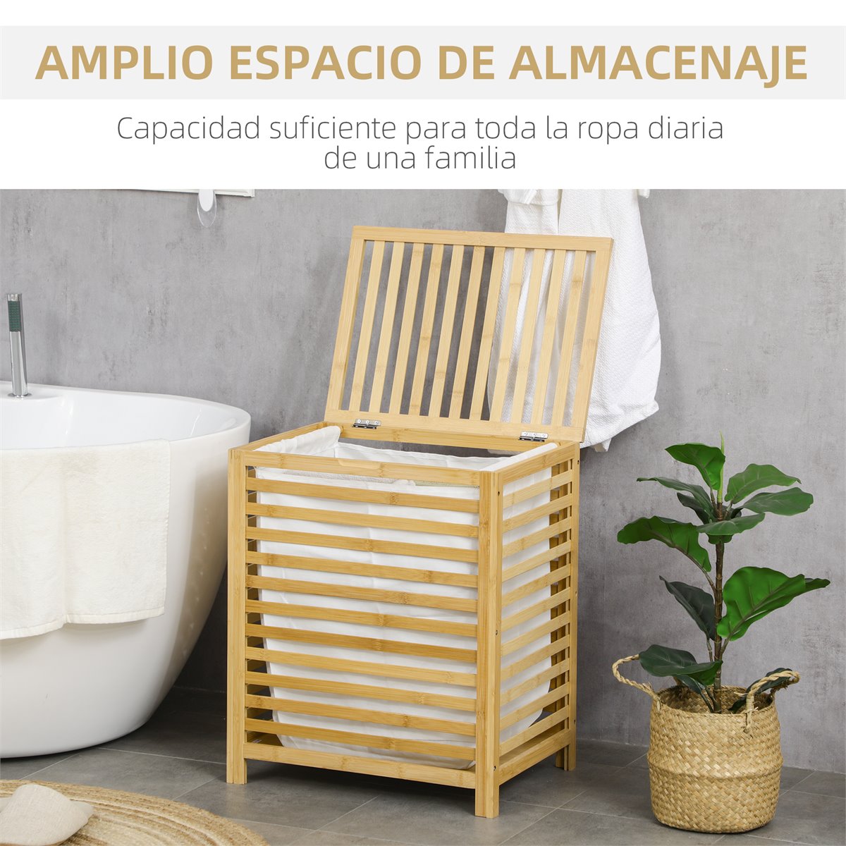 Canasto para la Colada Mueble de baño con cesto para Ropa Sucia Amario para  baño Blanco 42 x 30 x 90 cm BZR67-W SoBuy - Conforama