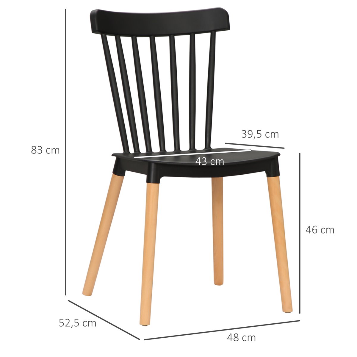 4 sillas de estilo nórdico en color negro con cojín por 129 euros