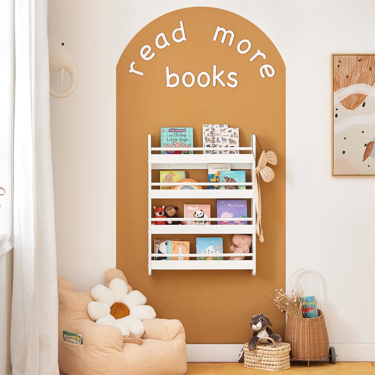 Librería Infantil para Niños con 4 Estanterías Estantería de Pared