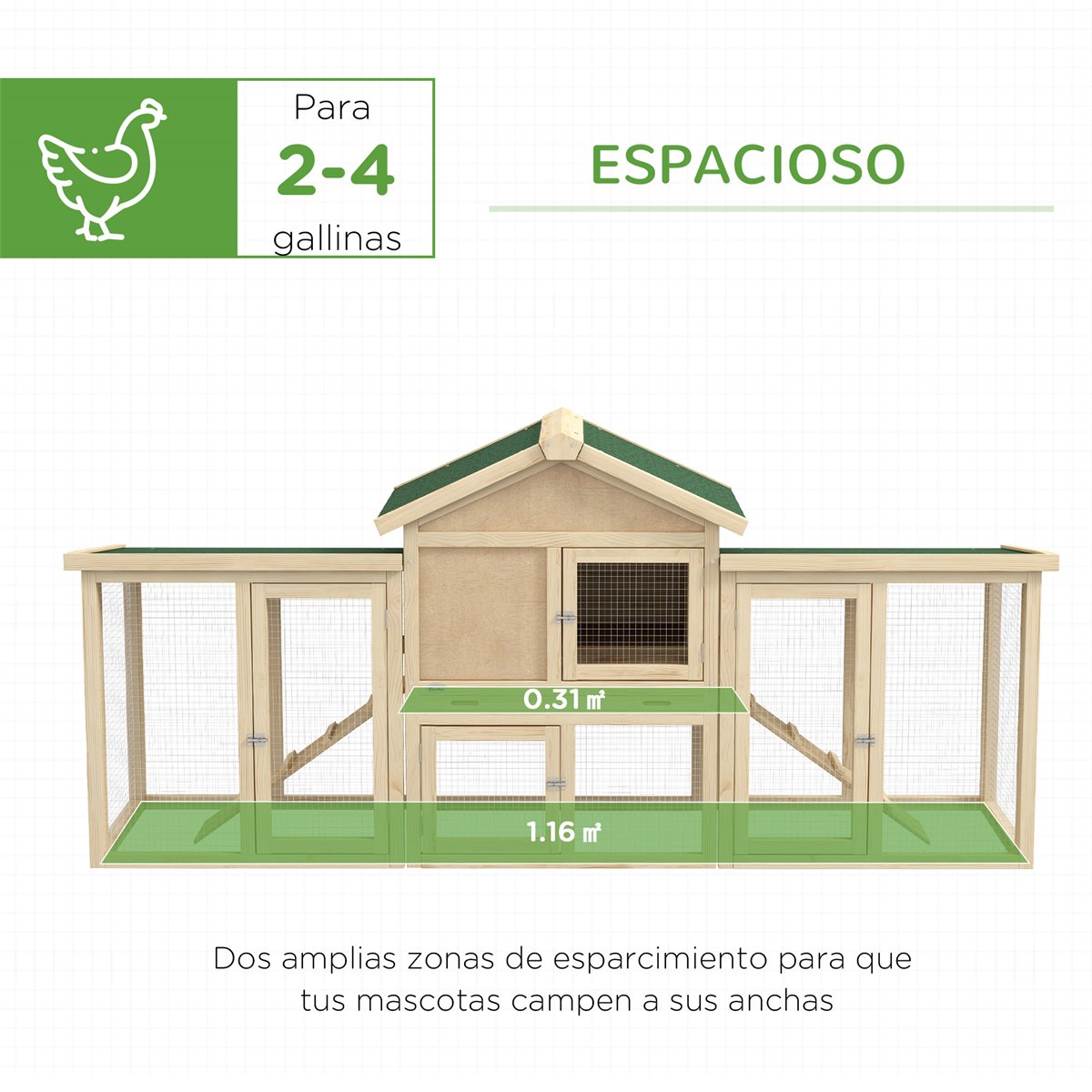 Pawhut Gallinero De Madera X X Cm Jaula Para Gallinas