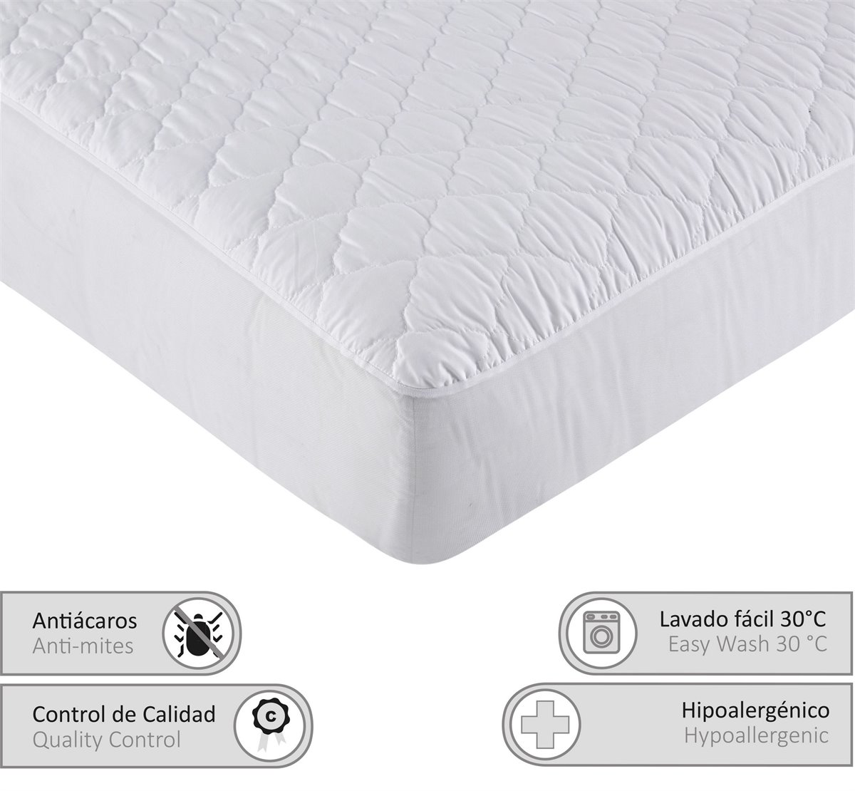 Protector de colchón ajustable acolchado gris de tamaño matrimonial,  protector de colchón 100% impermeable y transpirable, cubrecolchón de  algodón