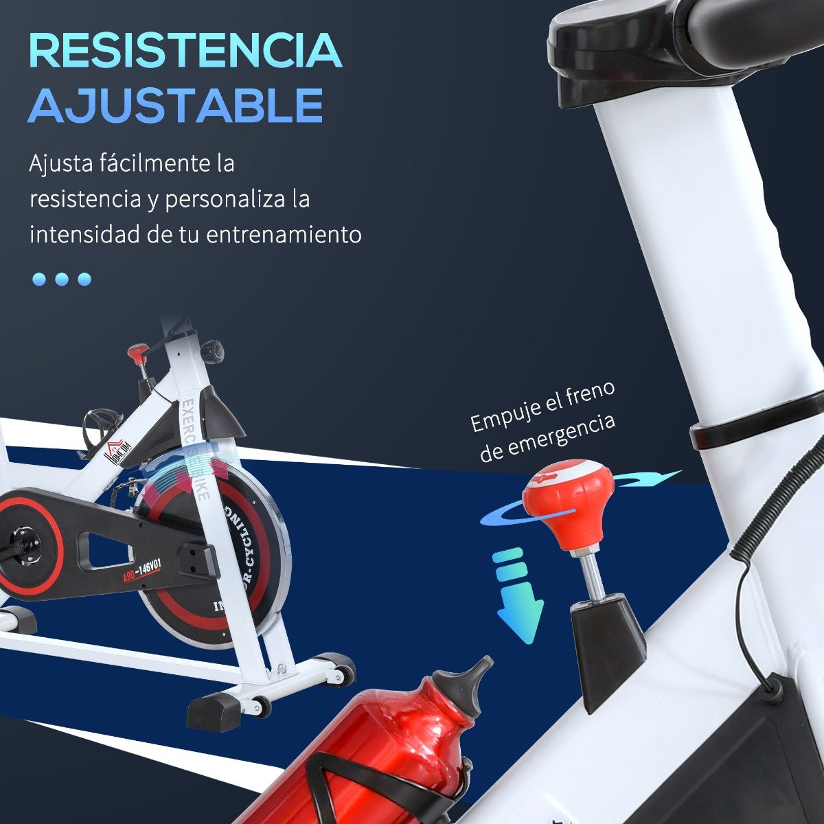 HOMCOM Bicicleta Estática Plegable Resistencia Ajustable de 8