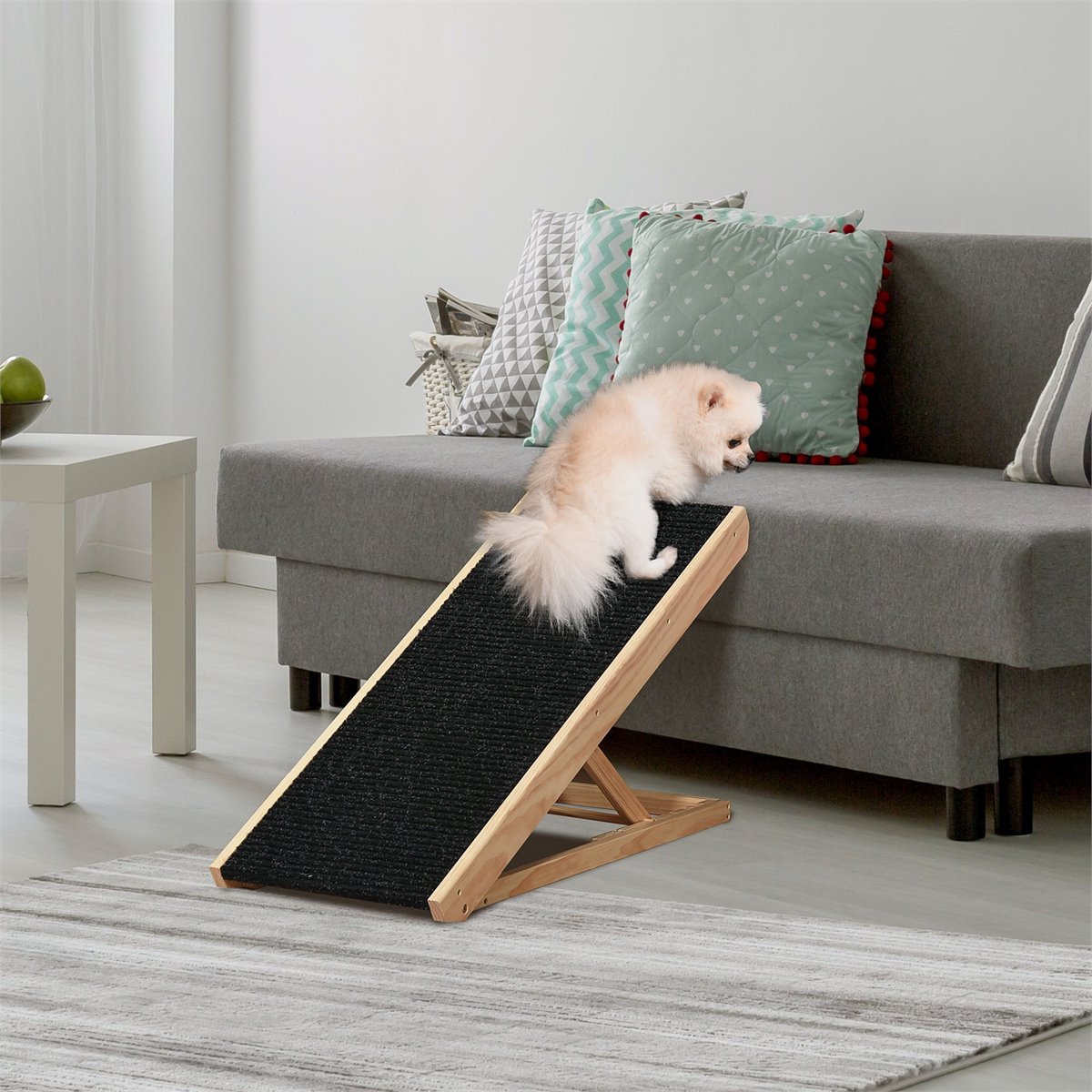 Rampa ajustable de madera para mascotas, rampa para perros con superficie  antideslizante de alfombra, 4 niveles de altura ajustable para mascotas