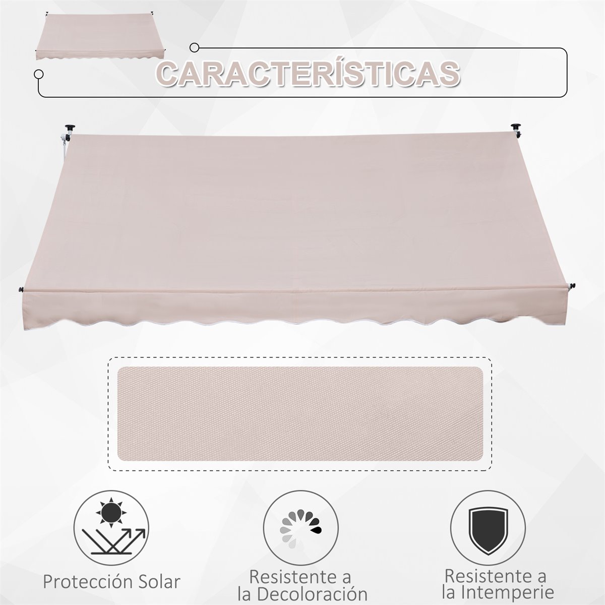 Outsunny Toldo Manual Retráctil para Exterior 300x150x170-280 cm Toldo  Enrollable Altura Ajustable con Manivela Protección Solar para Terraza  Balcón Jardín Beige