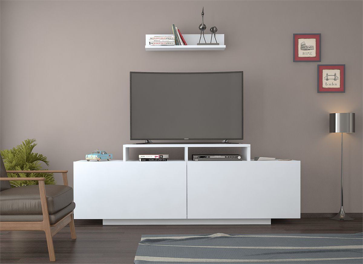 Mueble TV blanco roble Aspen 160 cm - www.