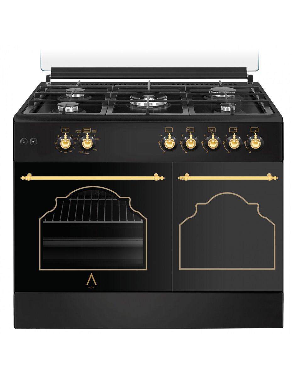 Cocina de gas con horno eléctrico ventilado, 4 fuegos + 2 placas  eléctricas, 90 x 60 cm : : Grandes electrodomésticos