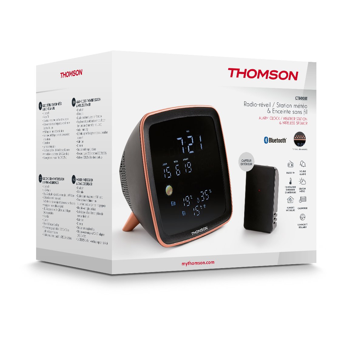 Thomson Radio Reloj Despertador Bluetooth con Estación Meteorológica