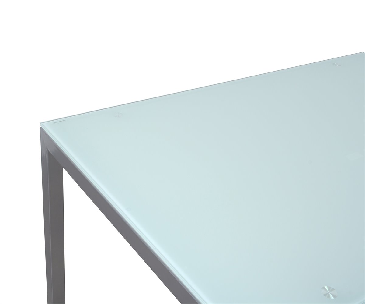 Mesa de Cocina Alta Extensible - Modelo CALCUTA - Cristal - Estructura  Metal Gris Plata Medidas: 100/140 x 60 x 95H cm - Conforama