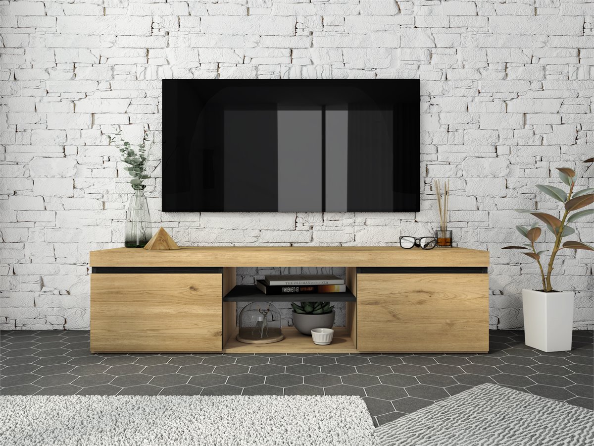 Set Naturale Buffet-Mueble Tv 120cm Roble/Negro