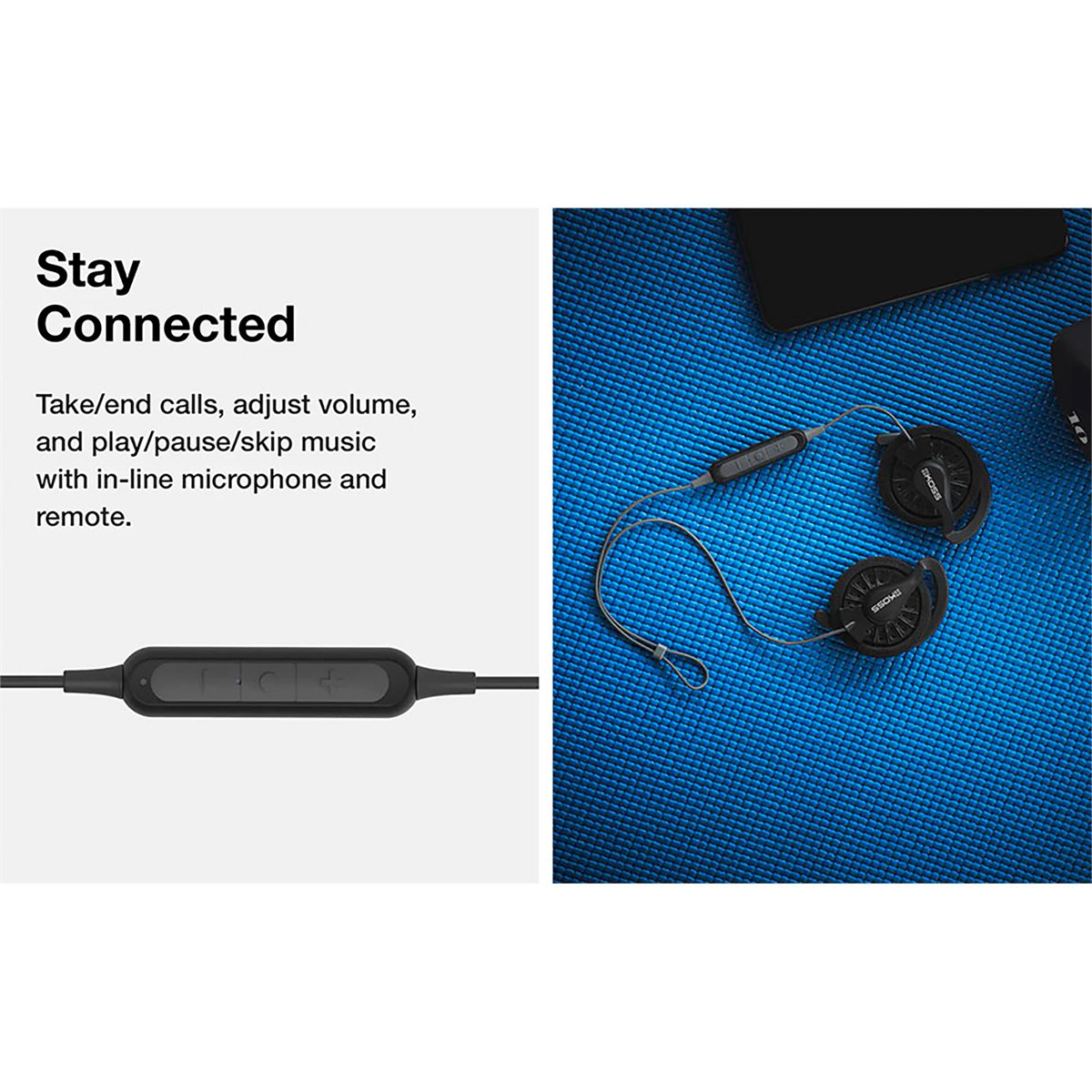 Koss KSC35 Auriculares inalámbricos Bluetooth con clip para la oreja,  micrófono en línea con control remoto, duración de la batería de más de 6  horas
