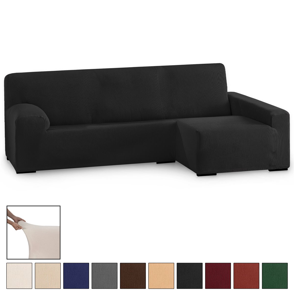 Funda de sillón relax elástica adaptable negro 70 - 110 cm RUSTICA