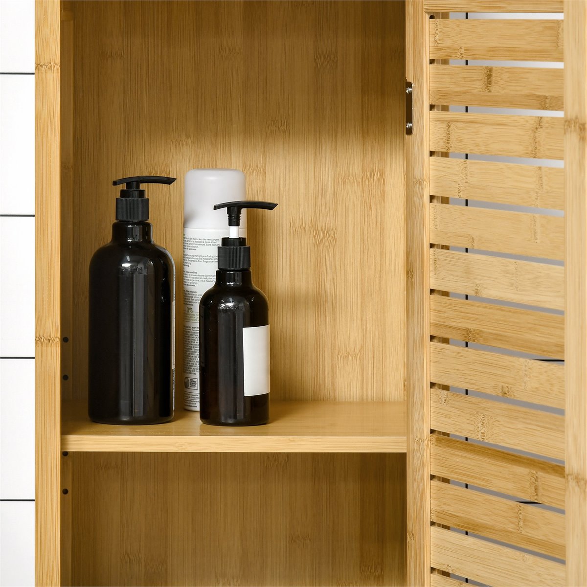 Relaxdays Estantería para ducha con tres niveles, bambú, 70 x 28,5 x 10 cm,  color natural