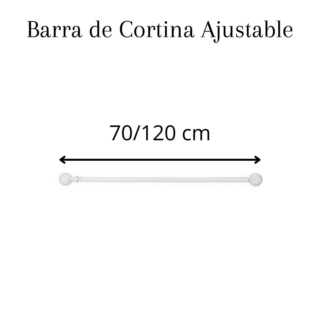 Barra cortina baño 70/120 cm recta.