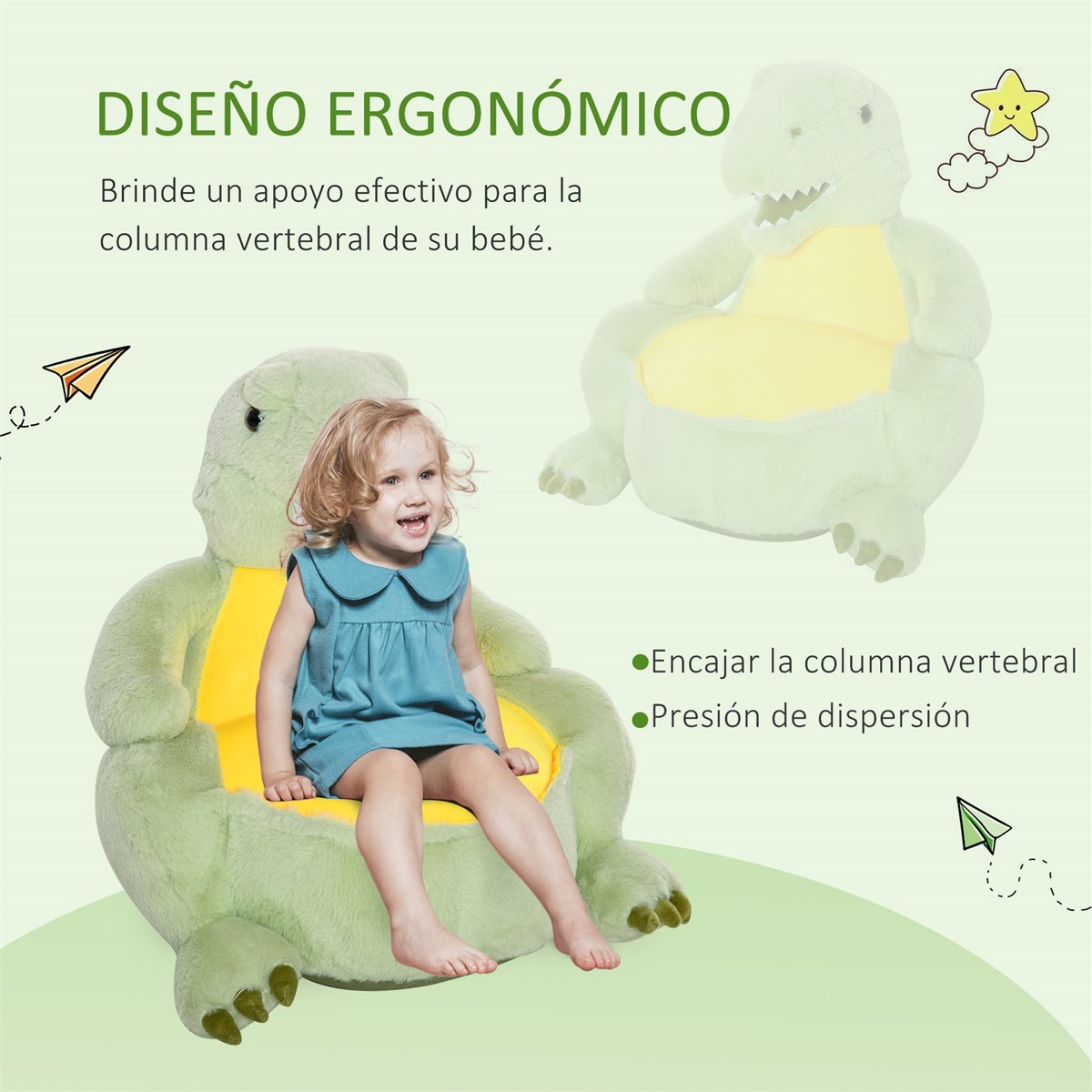 ZONEKIZ Sillón para Niños Sillón Infantil Diseño de Nube con Tacto Súper  Suave para Niños de 1,5-5 Años 46x51x55 cm Blanco