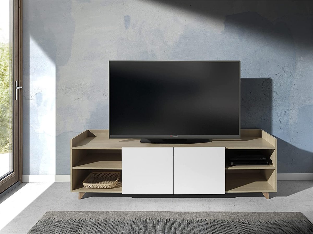Mueble bajo TV Kuo 2 puertas + 1 cajón blanco/nordic 45x139x35 cm