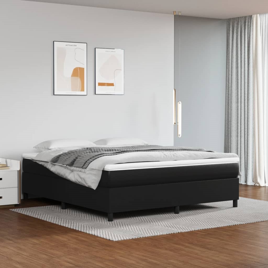 Estructura de cama box spring cuero sintético negro 160x200 cm - Conforama