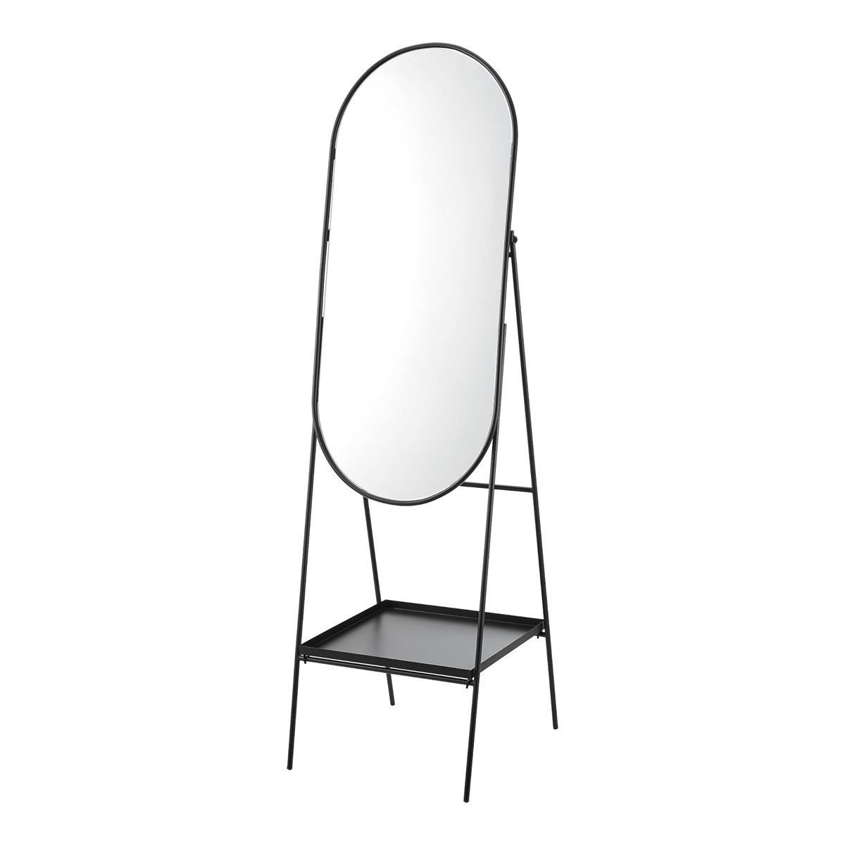 Espejo de pie cuerpo entero Ruffano con estante metal 160 x 44 x 60 cm -  Negro [en.casa]