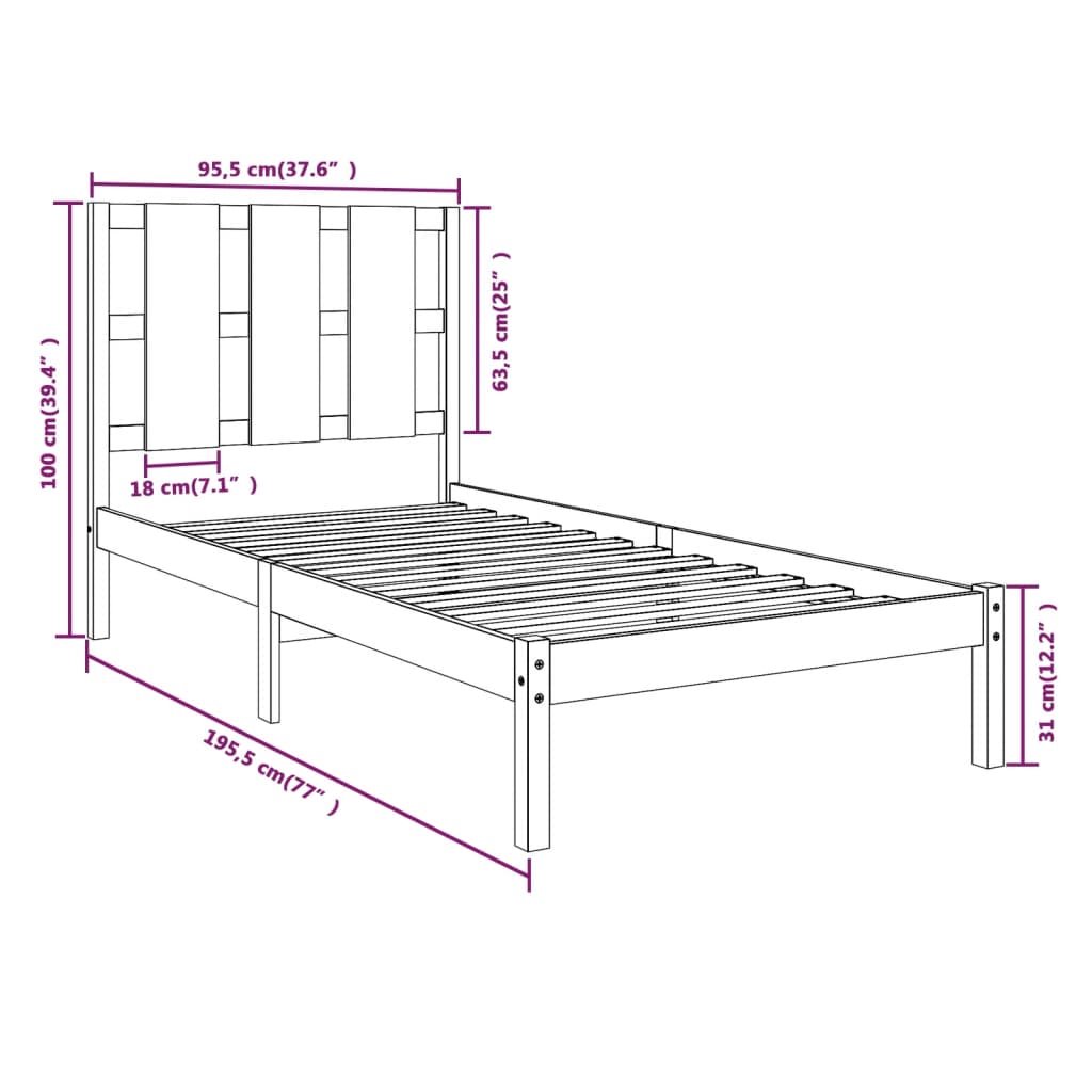 Estructura de cama individual madera maciza blanca 90x190 cm - Conforama