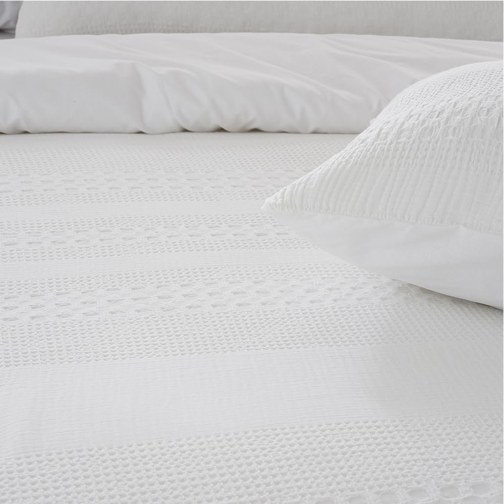 COTTON ARTean - Funda nórdica bordada CIBUR percal algodón blanco 240x220  cama 150