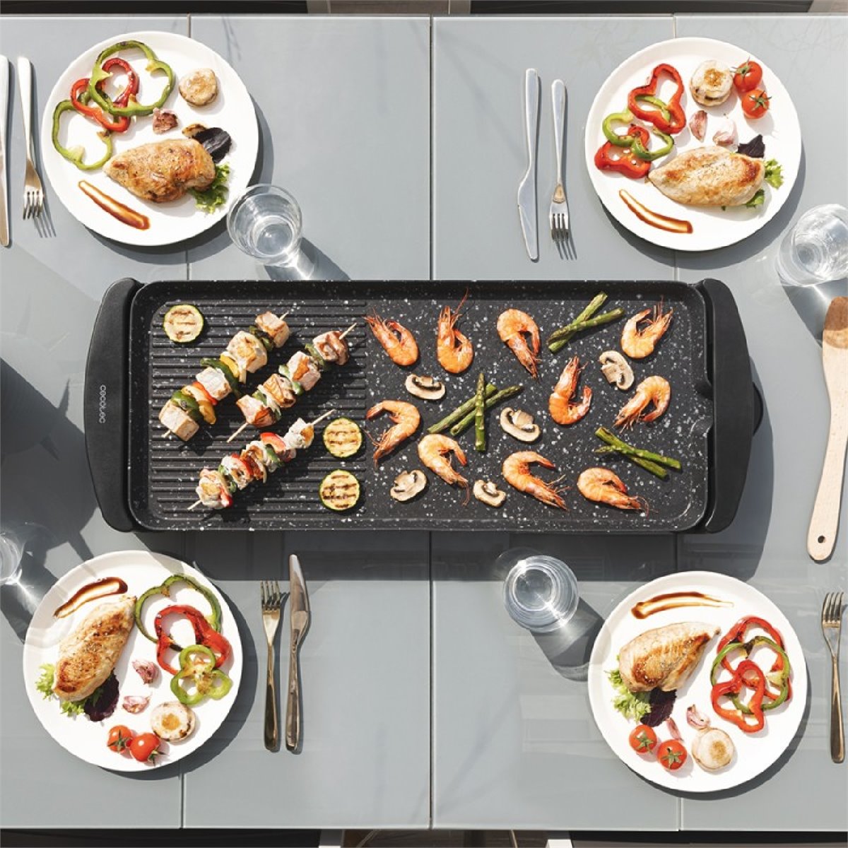 Plancha de Asar Eléctrica Cecotec Tasty&Grill 3000 BlackWater MixGrill -  Planchas Cocinar - Para la Cocina - Pequeño Electrodoméstico 