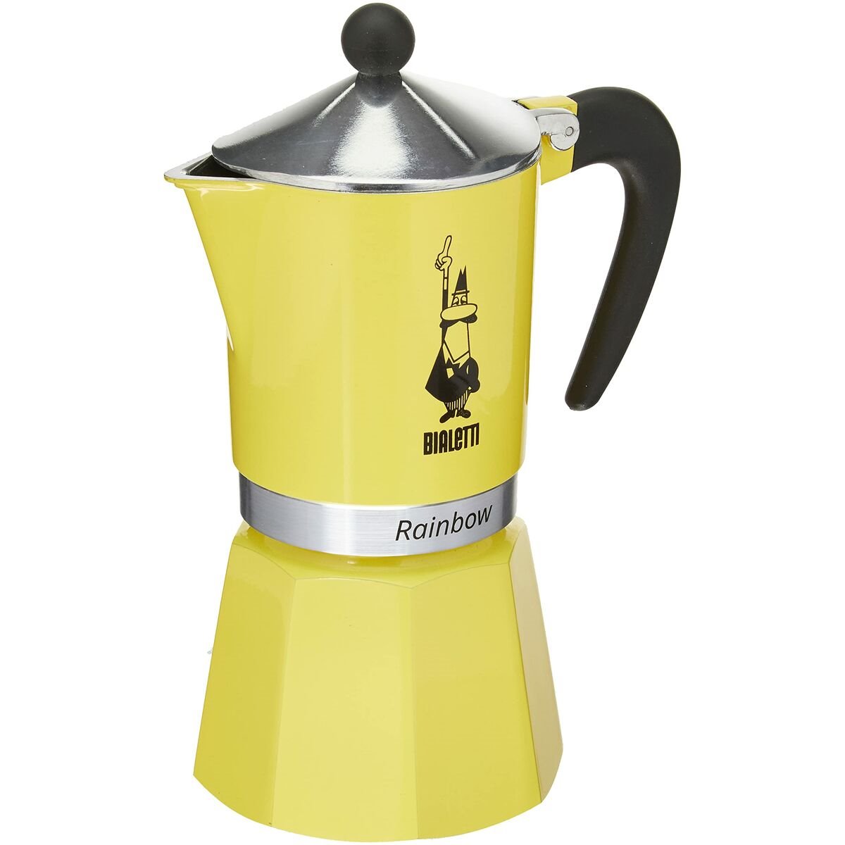 Cafetera Italiana Bialetti Rainbow Amarillo Metal Aluminio 300 Ml 6