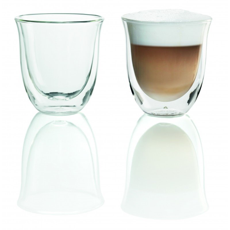 Juego 2 vasos de cristal para café capuccino - 220 ml - doble pared