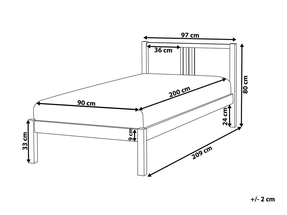 Cama con somier de madera de pino blanca 90 x 200 cm VANNES 