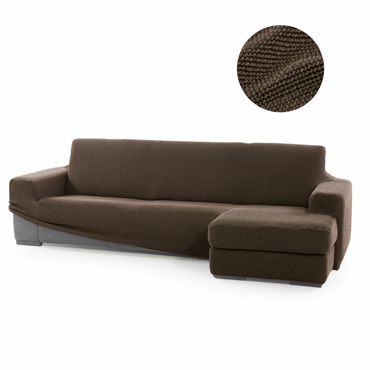 MAXIFUNDAS- Cubre Sofá Chaise Longue Acolchado MAUI Brazo Izquierdo 220cm,  Gris. Protector Funda de sofá chaise longue