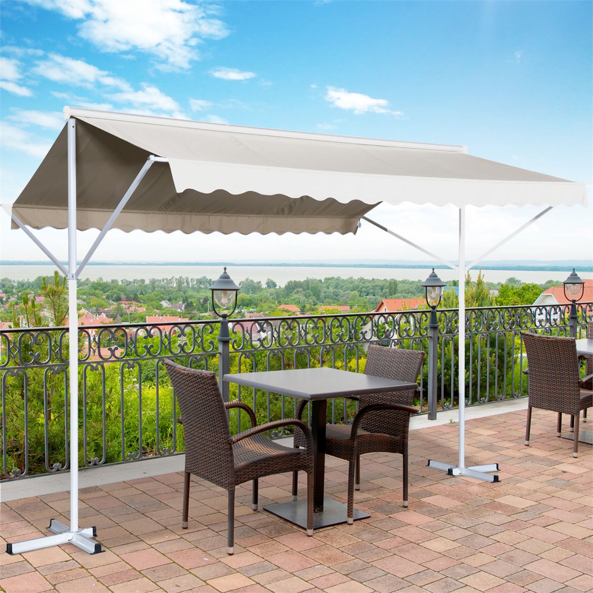 Outsunny Toldo Vertical Enrollable con Manivela Protección UV para Interior  y Exterior Balcón Porche Terraza 140x250 cm Gris