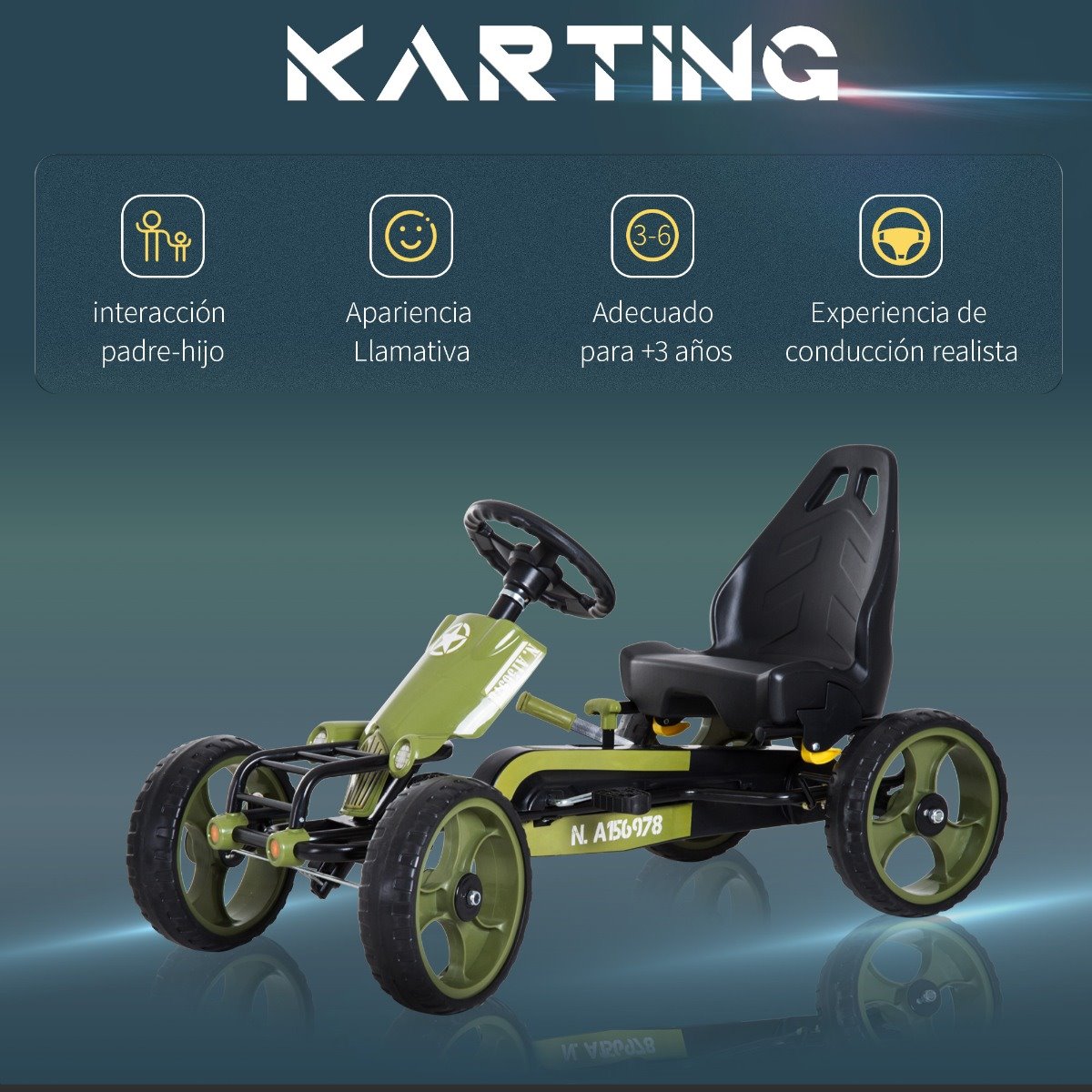 Go Kart A Pedales Infantil +3 Años Asiento Ajustable Blanco Homcom con  Ofertas en Carrefour