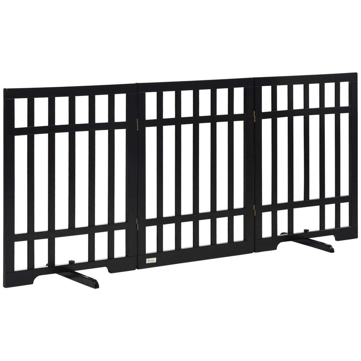 Etna - Puerta de madera para mascotas con diseño de diamante de 3 paneles,  valla decorativa negra para perros, escaleras, barrera para mascotas para