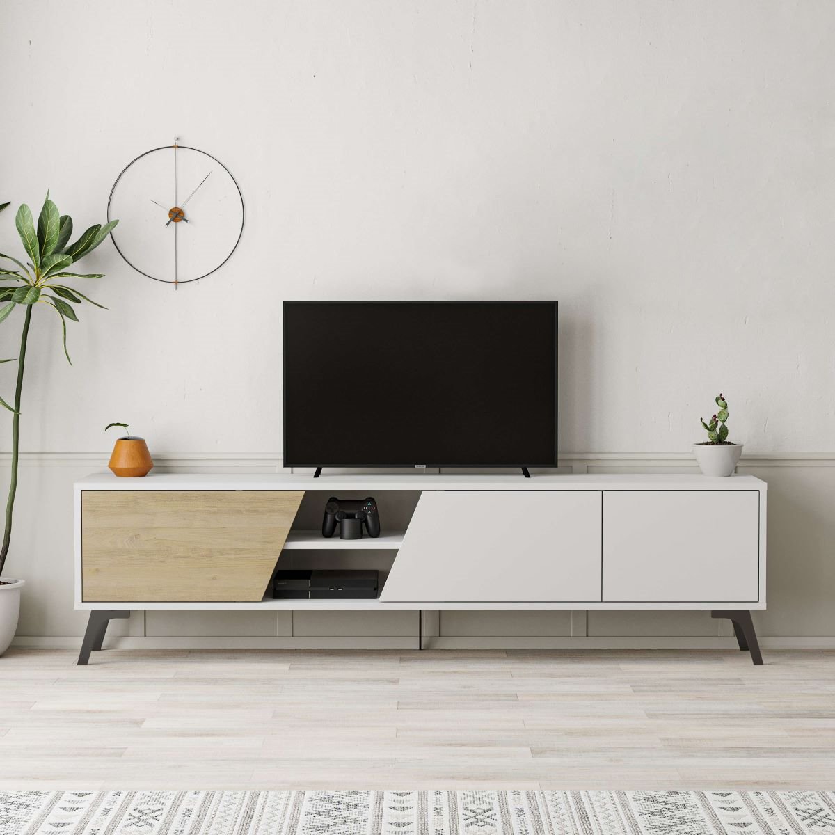 Mueble Tv Spark 180 cm Roble - Blanco