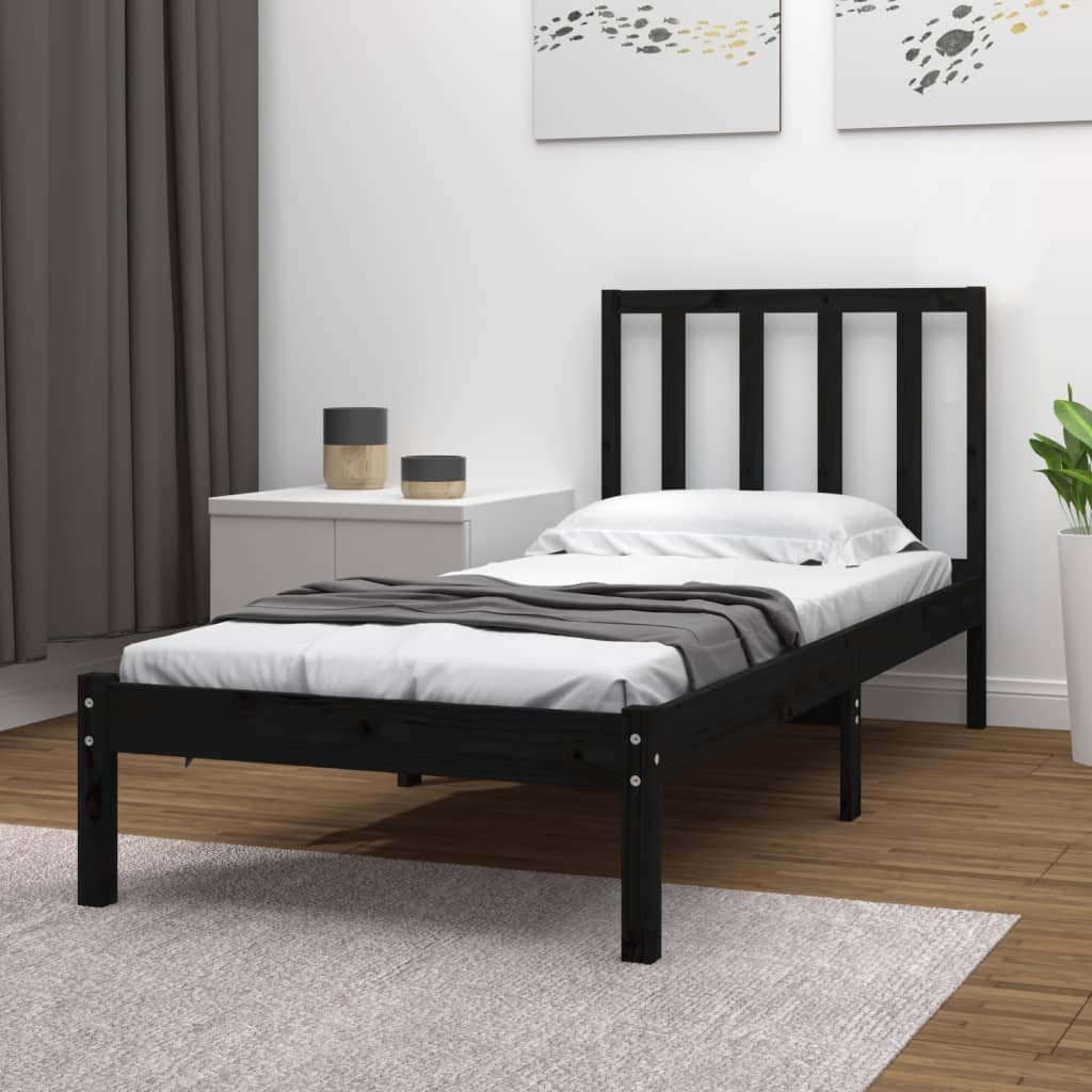 Estructura de cama individual de madera maciza marrón miel 90x190 cm 3FT