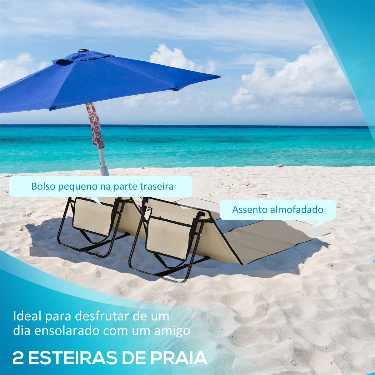 Esterilla De Playa Y Piscina Acolchada, Plegable Y Reclinable