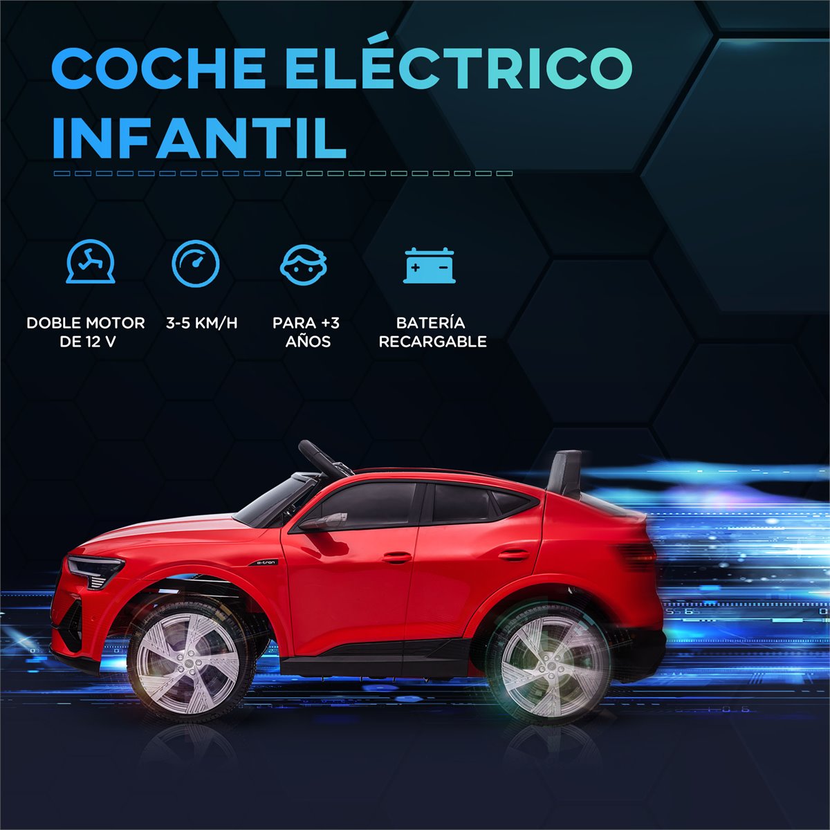 Homcom Coche Eléctrico con Licencia Audi RS e-tron GT Azul para