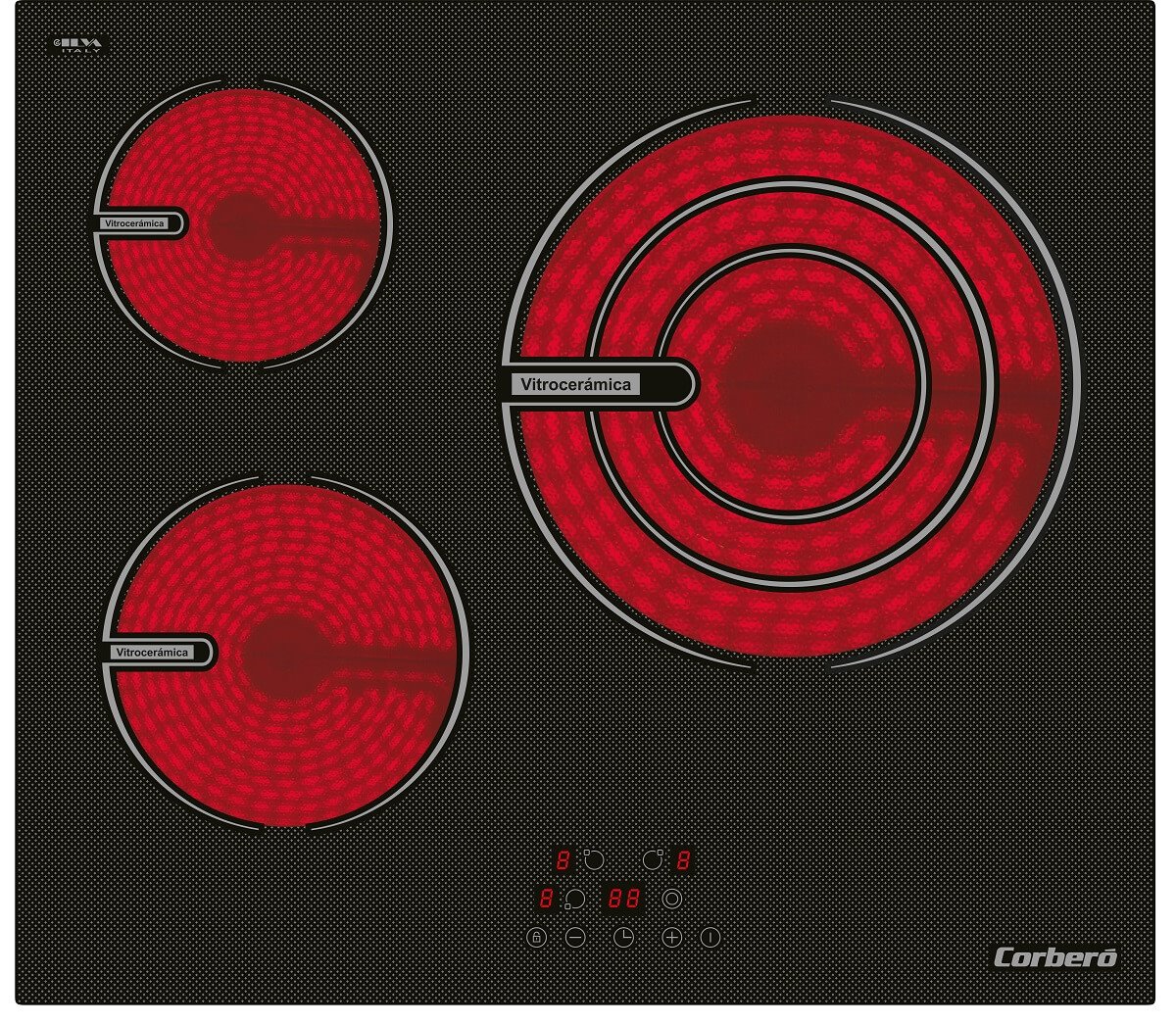 código Morse Descuidado novedad Placa Vitrocerámica CORBERÓ CCVG8322. 3 Zonas. 60 cm. Negro. Negro -  Conforama